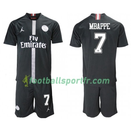 Tenue Paris Saint Germain Mbappe 7 Jordan Noir Enfant Troisieme 2018-2019 Maillot de Foot